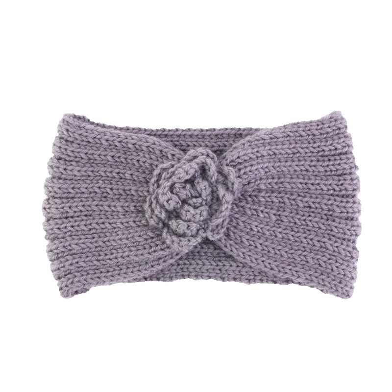 Women Flower Knitted Headbands Autumn Winter Crochet Head Wrap Wide Woolen Turban Bandana Ear Warmer Hair Accessories