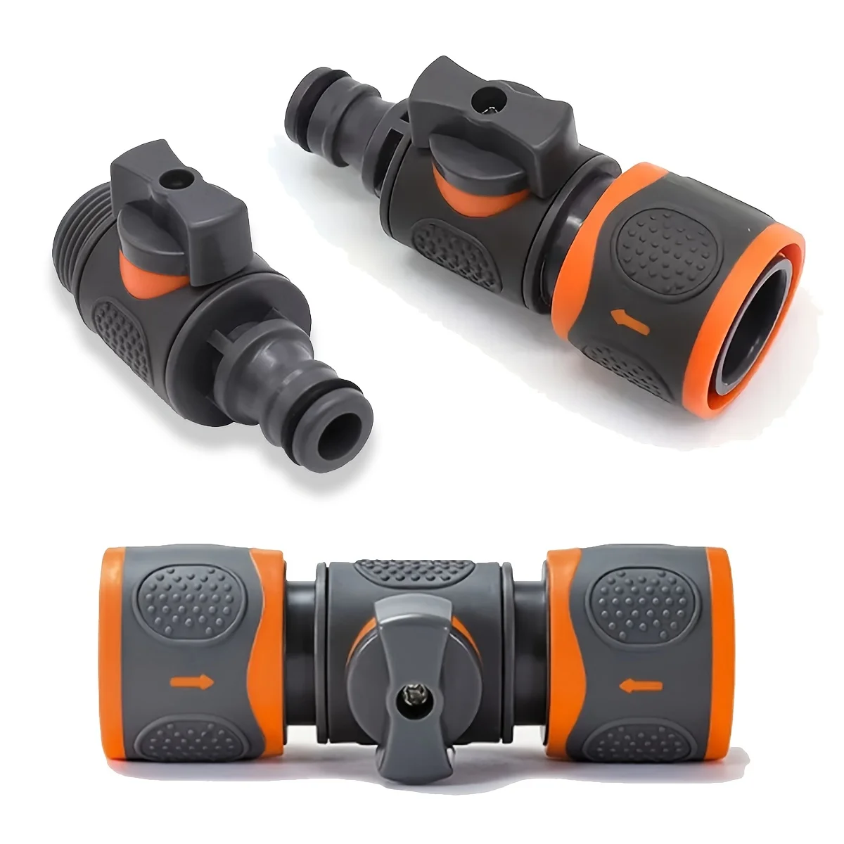 3Pc Kit 16mm Ball Valve Hose Adapter Quick Connector Coupling Joint Extender Connect Repair Garden Irrigation Tubing Stop Water