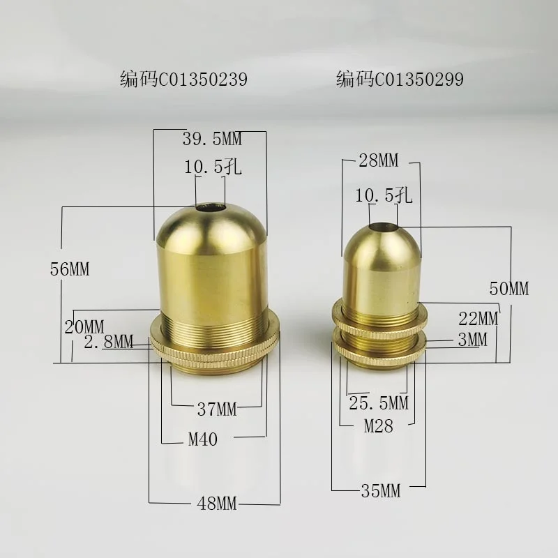 Edison Vintage Pure Brass Lamp Holder with E27 Large Screw Port and E14 Small Screw Port Ceramic Lamp Core Lighting Accessories