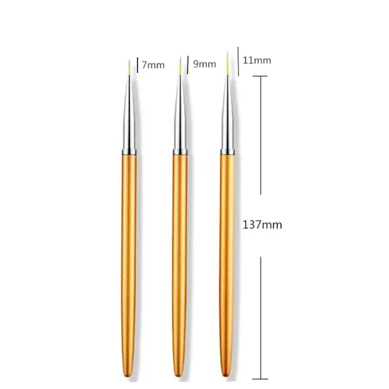 3Pcs Acrylic French Stripe Nail Art Liner Brush 3D Tips Line Stripes DIY Drawing Pen UV Gel Brushes Painting Pen Manicure Tools