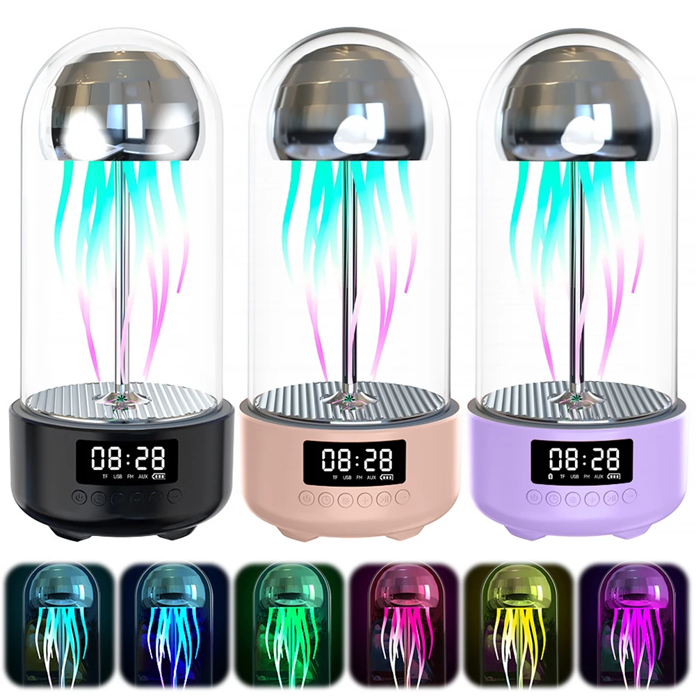 Bluetooth-Compatible Mechanical Jellyfish Speaker with 7 Color Light Smart Jellyfish Speaker Subwoofer for Home Decor