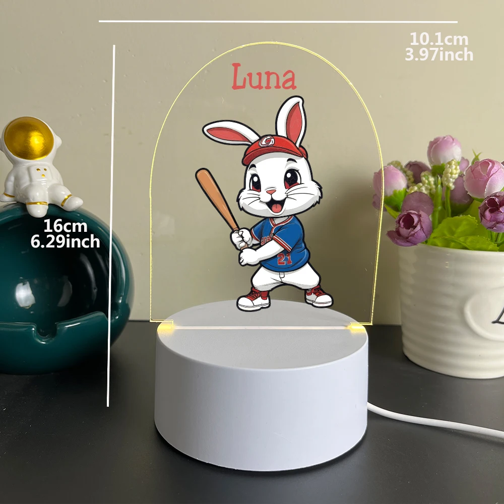 Personalized Custom Rabbit Hot  3D Led 3D Night Light With Black Base For Bedroom Decor Light For Home Children'S Night Light