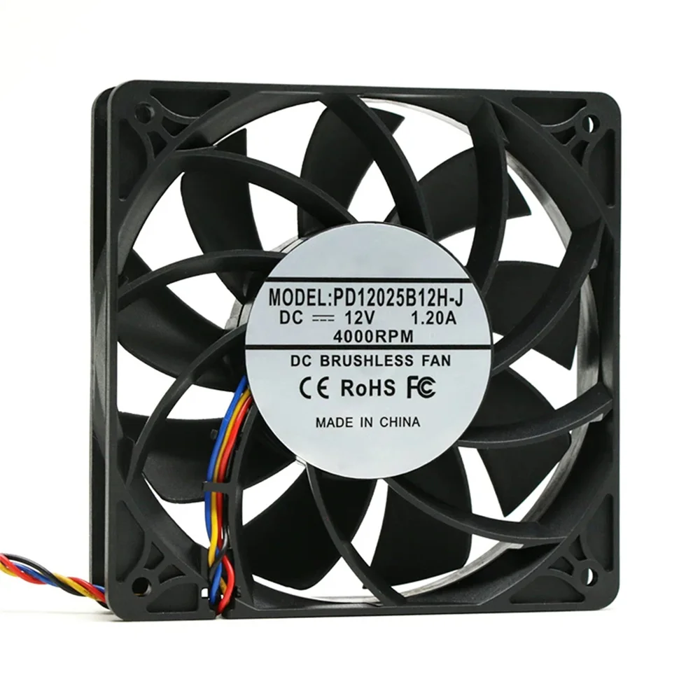 

PD12025B12H-J 120x120x25mm DC12V 1.2A Strong Wind DC Fan for Mining Machine Charger Welding Equipment Cabinet Exhaust Cooling Fa