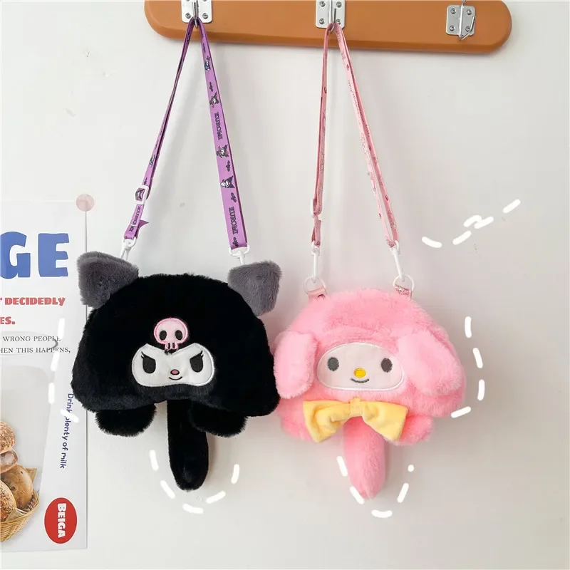 

Anime Sanrio kawaii Bag Cartoon Anime Kuromi Backpack Kawaii Stuffed Shoulder Bag Messenger Bag For Girls Children birthday Gift