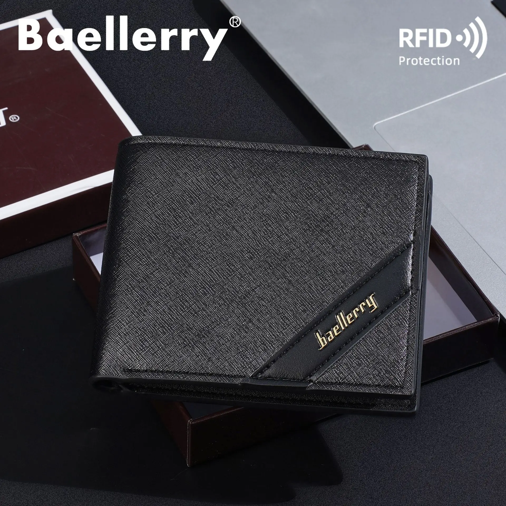 Anti-magnetic theft brush men's advanced RFID men's short coin zipper business wallet