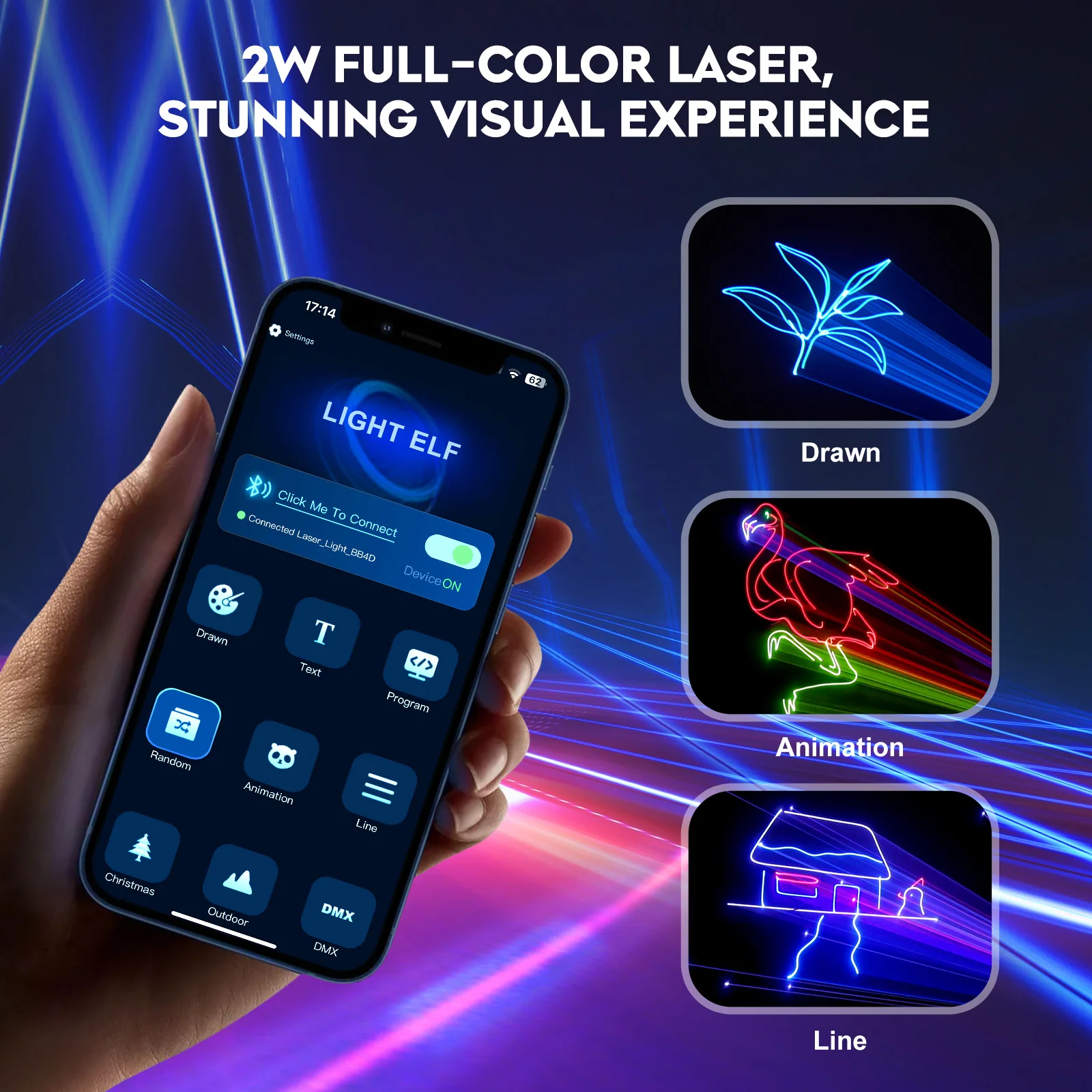 Somspot Full Color Laser Lights 3D Animation Laser Machine RGB Pattern Effect Lighting Projector na wesele DJ Disco Club