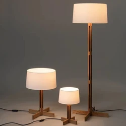 Vintage Floor Lamp Solid Wood Standing Light LivingRoom Bedroom Home Decoration Sofa Corner Standing Study Bedside Desk Lamp LED