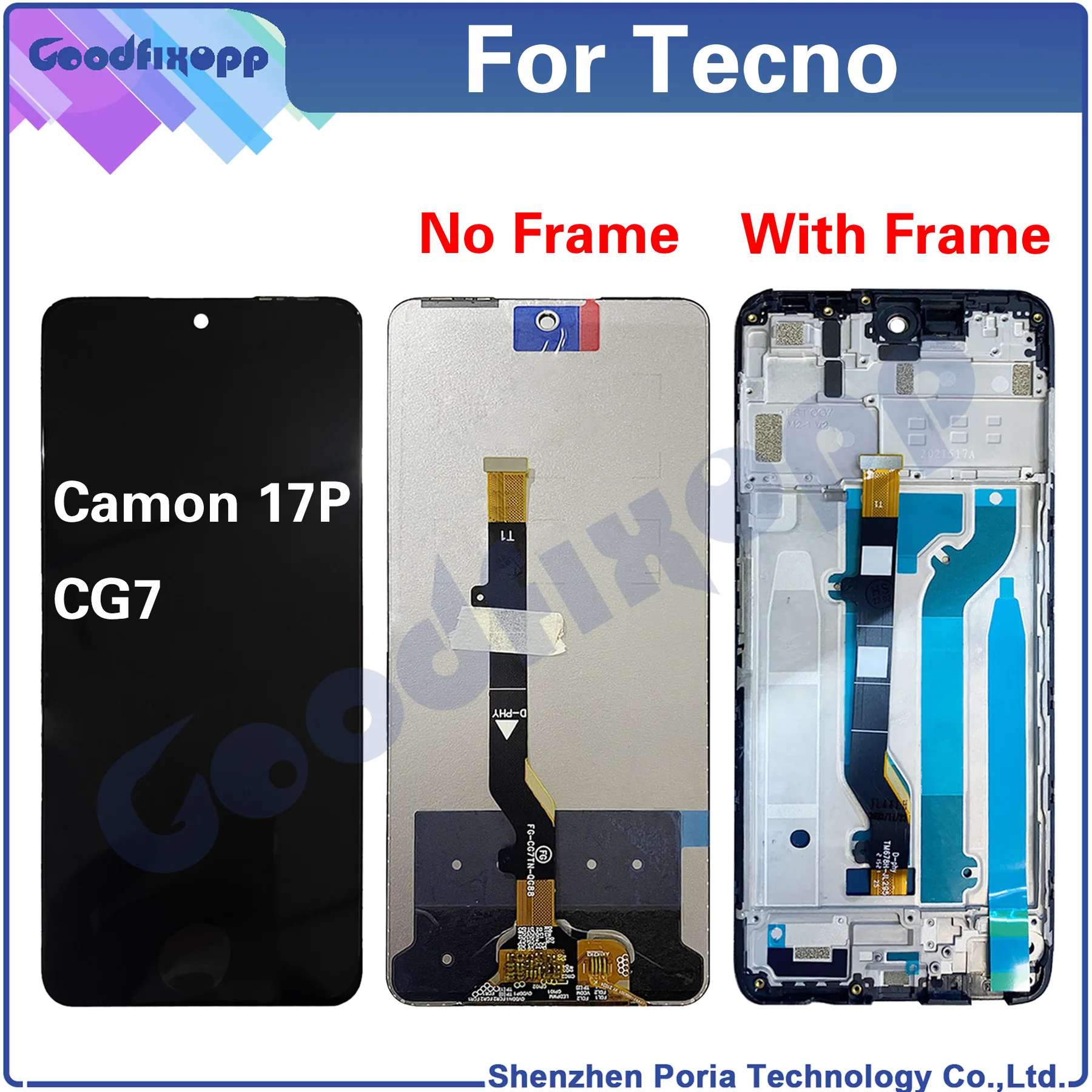 For Tecno Camon 17P CG7 LCD Display Touch Screen Digitizer Assembly Repair Parts Replacement