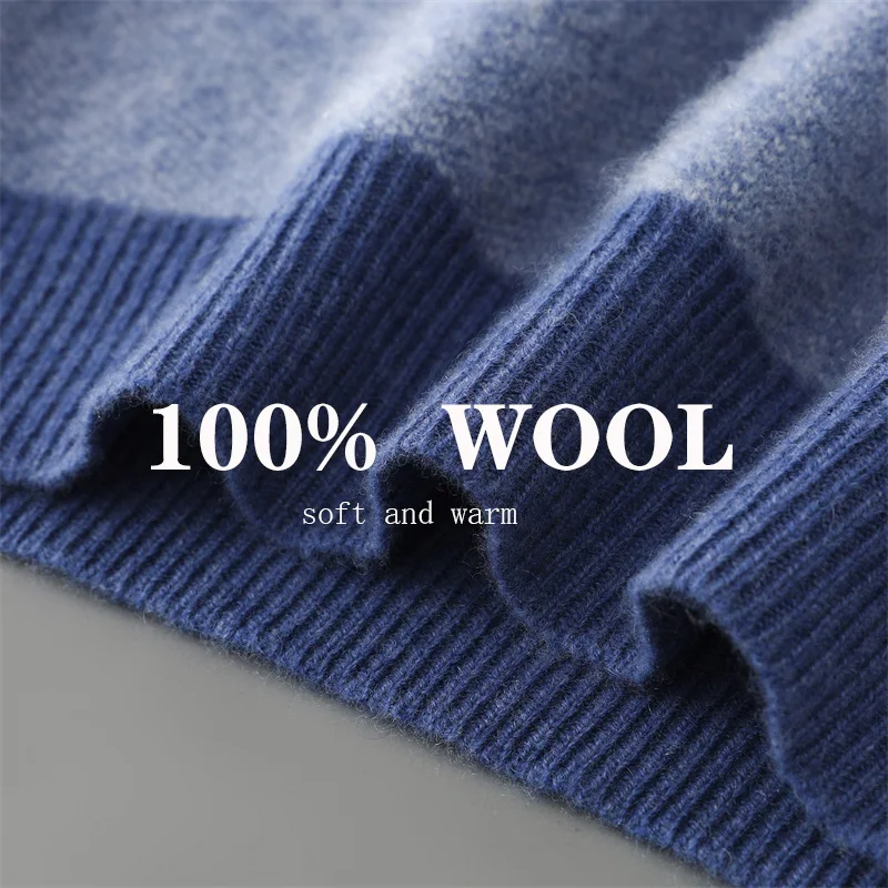 Men's thick Woolen Sweater Round neck color blocked Warm and Fashionable Pullover sweater Autumn/Winter New Business Casual Top