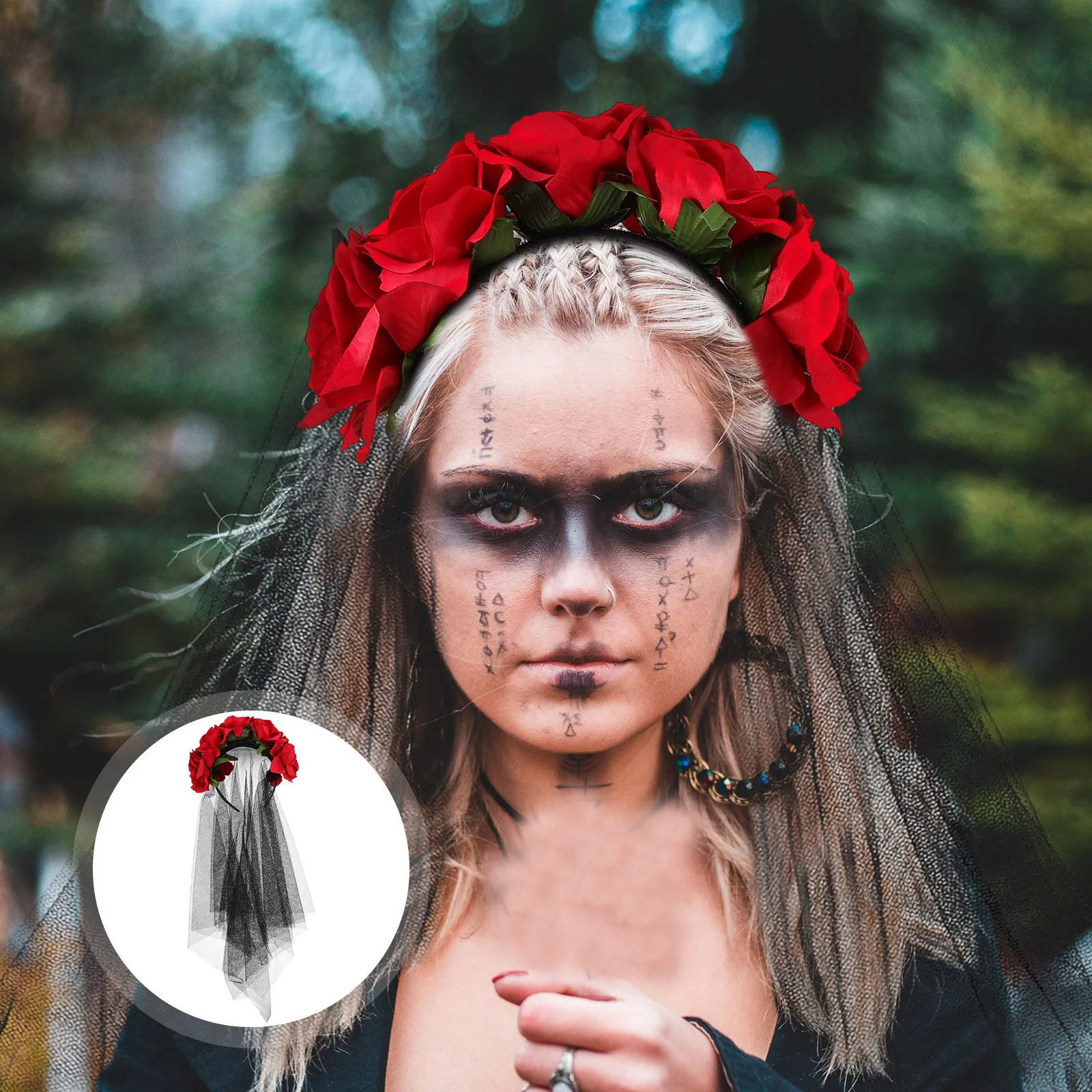 

Элегантная повязка на голову с искусственной розой из черной тюлевой ткани, женский головной убор для вечеринок, аксессуар для волос для косплея, фестивалей и танцев