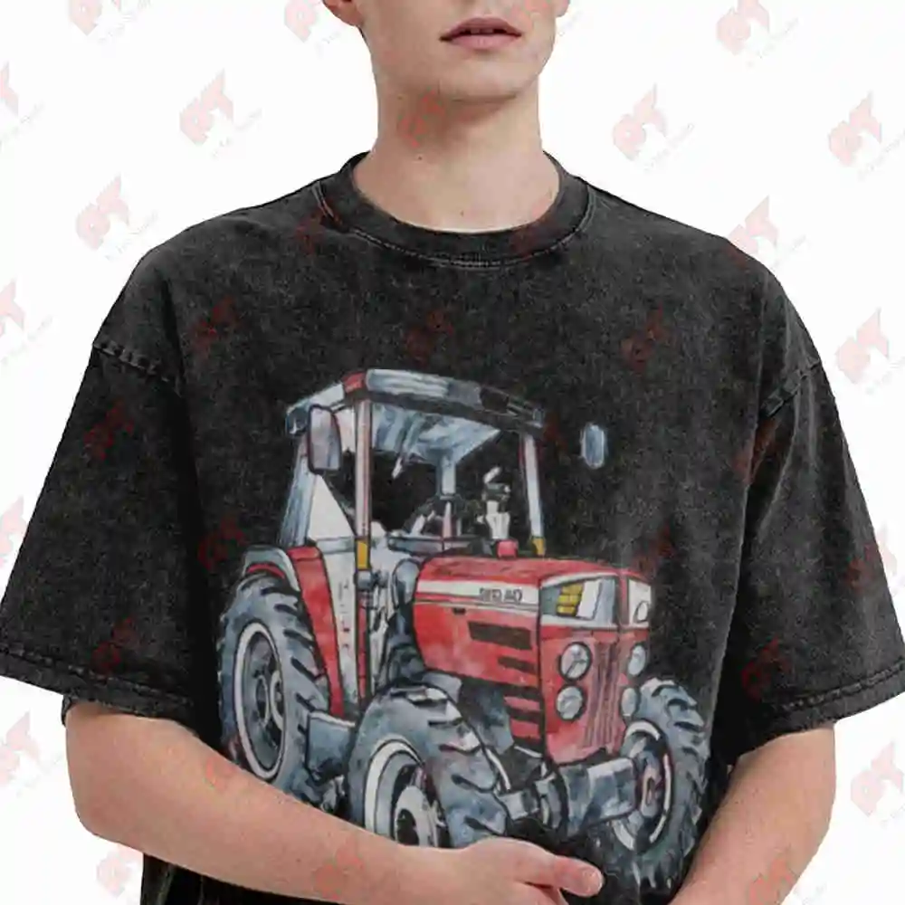 Massey Ferguson 399 Tractor Back Print Vintage Washed Tee Pure Cotton T-Shirt
