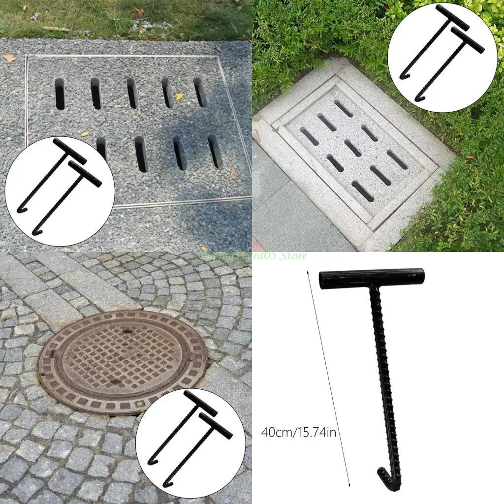 

24TE Простой в использовании съемник для снятия крышки люка диаметром 10 мм, крюк для люка, прочный стальной инструмент для с к