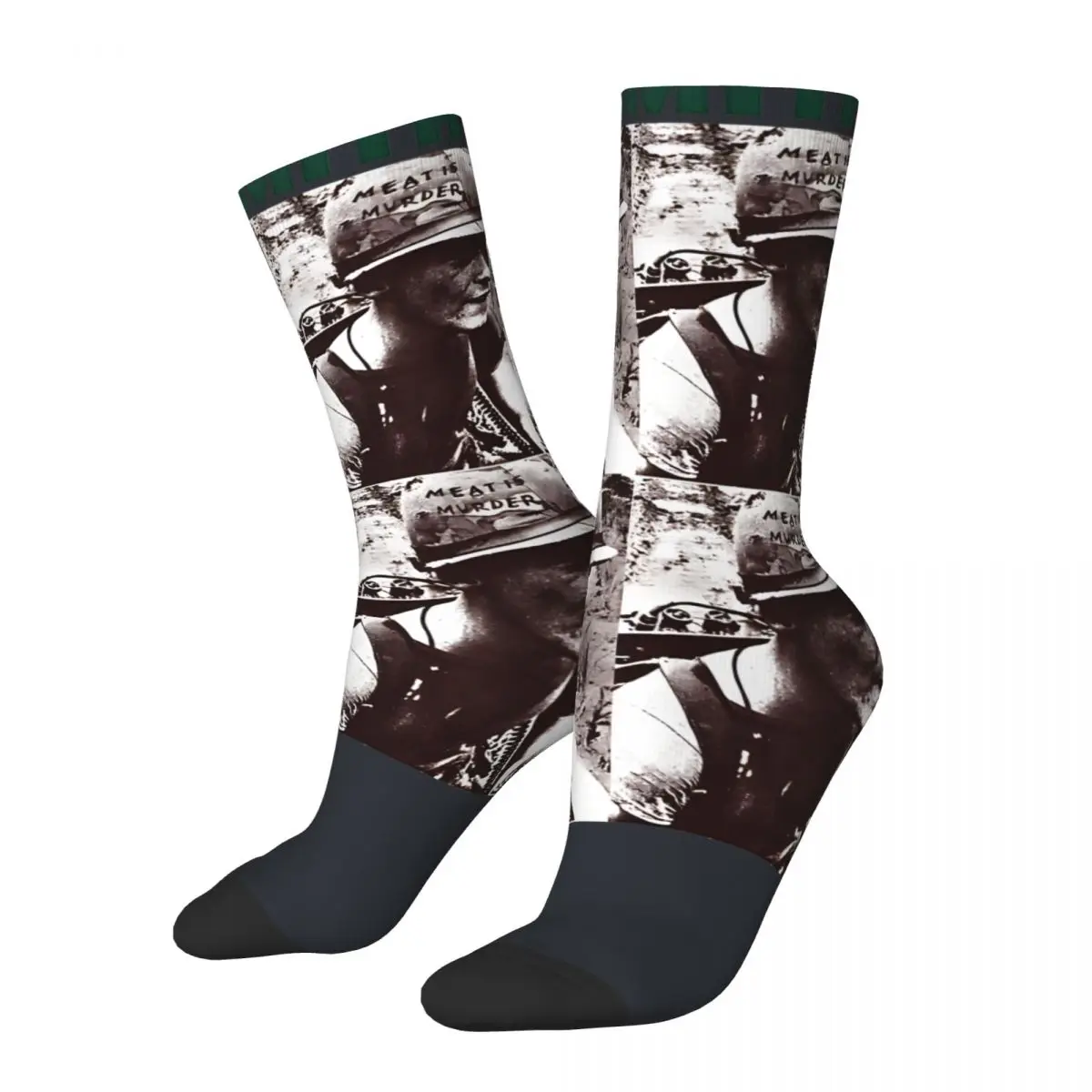 Retro The Meat Is Murder Men's compression Socks Unisex The Smiths Harajuku Pattern Printed Novelty Crew Sock