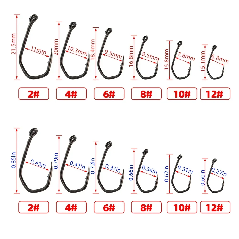 500 pezzi per borsa Amo da pesca con spina per occhi Artiglio con punta dell'ago Acciaio ad alto tenore di carbonio rivestito in teflon Gancio durevole 8019