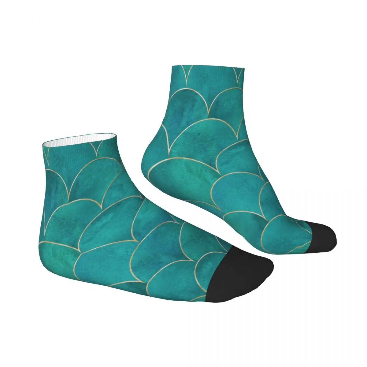 Mermaid Fish Scale Japanese Wave Socks Short Unique Casual Breatheable Adult Ankle Socks