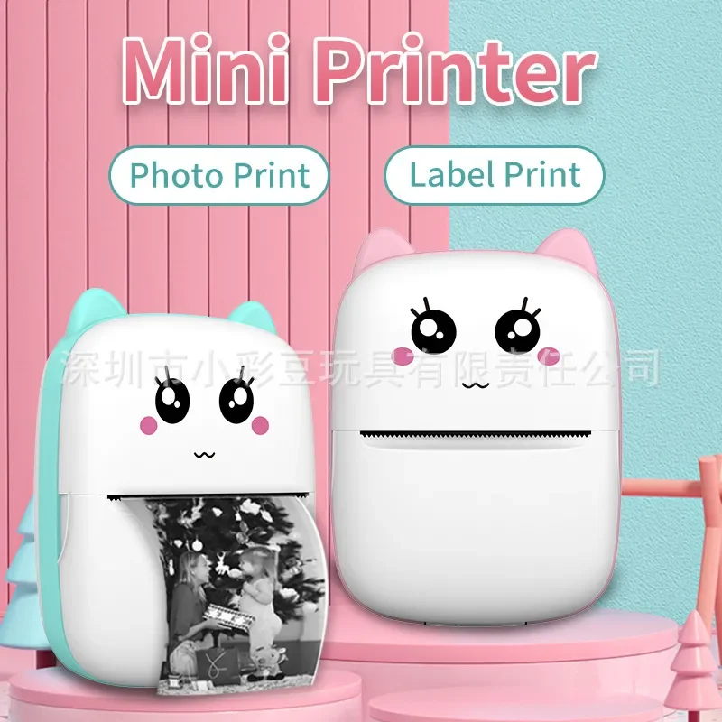 Portable Mini Wireless Photo Printer Connects to Mobile Phone Small Home Self Adhesive Thermal Label Maker for Kid Student