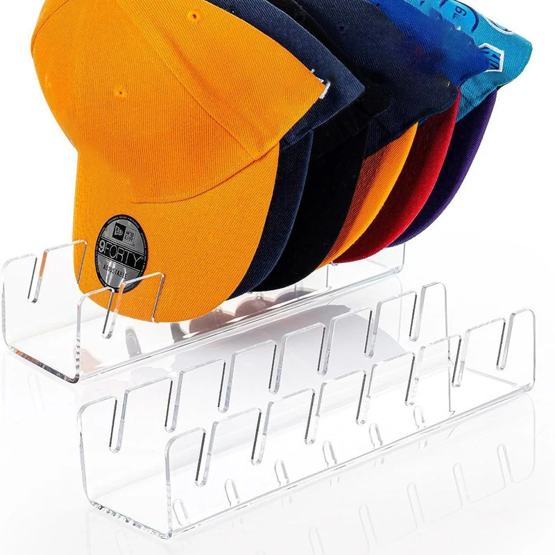 Acrílico Baseball Cap Display Rack, 7 Buracos, Durável, Claro, Suporte para Armário Doméstico, Armazenamento, Organização, Decoração, Loja