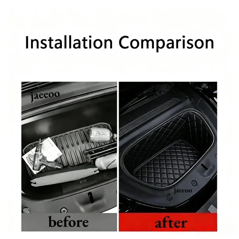 Front Cargo Liner für Tesla Model Y Juniper Model YL 2026 2025 Vollständig abdeckende Lederschutzmatte Innenraumdekoration Autofußmatte – Detail 3