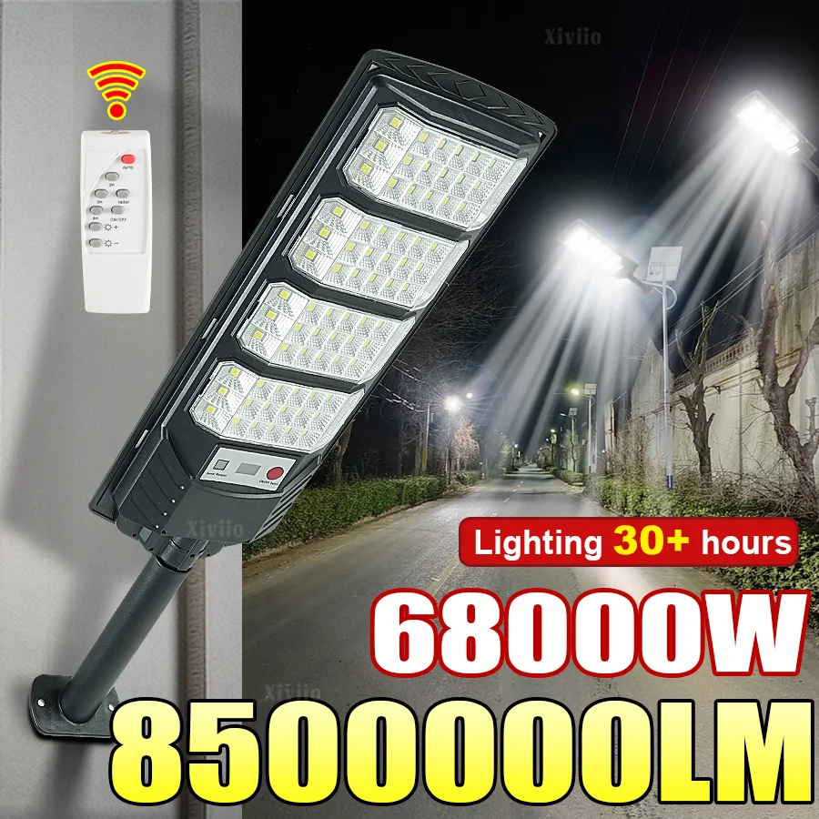 

Солнечный светодиодный прожектор 85000000LM 68000W с датчиком движения для улицы, мощный уличный светильник на солнечной батарее для сада и дорог