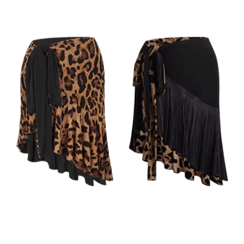 Leoparden-Tanzröcke für Damen, sexy, beidseitig tragbar, für Sommer-Bühnenauftritte, Fransen-Quastenrock-Kostüm – Detail 2