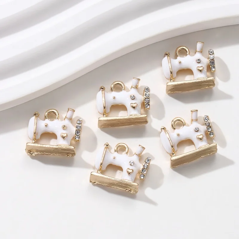 10pcs  Cute Color Sewing Machine Enamel Pendant Tailor Pendant DIY Jewelry Making Handmade Accessories Gift for Tailors