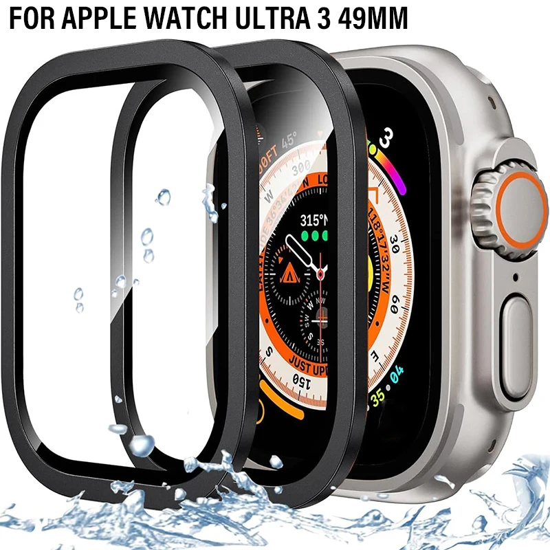 ل iWatch Ultra Ultra2 Ultra3 49 مللي متر Smartwatch الزجاج المقسى واقي للشاشة إطار معدني ممتص للصدمات طبقة حماية