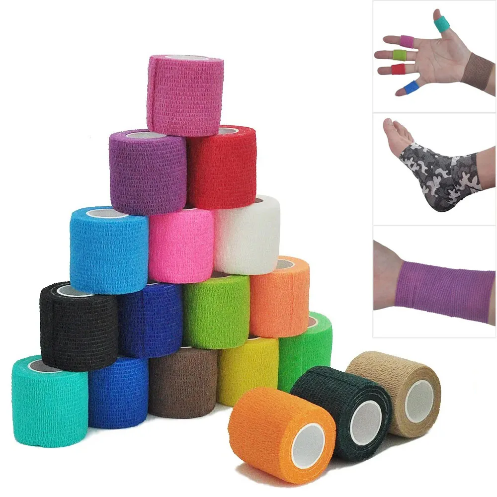 20 rolls 5cm*4.8m Non Woven Elastic Self Adhesive Bandage Cohesive Bandage for Sports Fixing Finger Wrist Leg