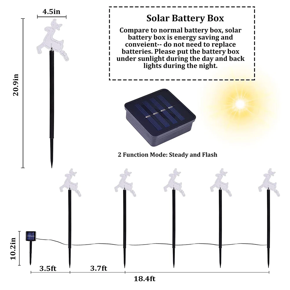 Lampu Solar luar ruangan, lampu surya tahan air, lampu pasak tenaga surya, dekorasi Natal Untuk teras taman jalur teras