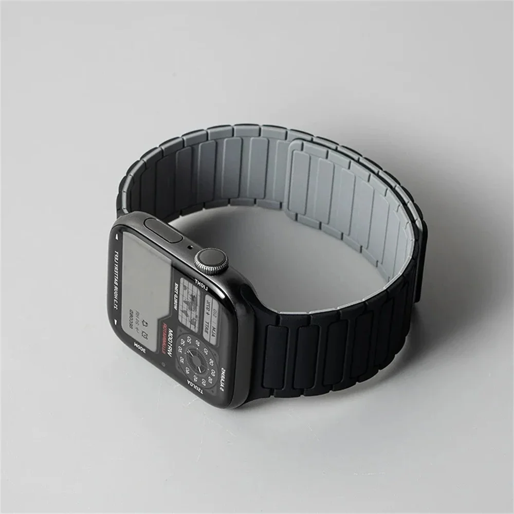 Silicone Strap for Apple Watch 46mm 42mm 49mm 45mm 41mm 44mm 40mm Magnetic Band for IWatch Ultra 2 Series 11 10 9 8 7 6 SE 5 4 3