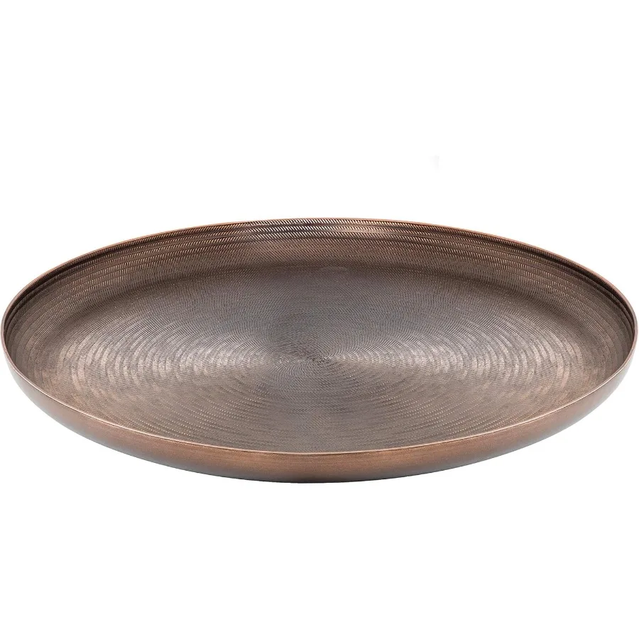 

Stovring MidCentury Round Metal Tray 16 Inch Diameter Bronze Modern Tray for Serving Storage and Display
