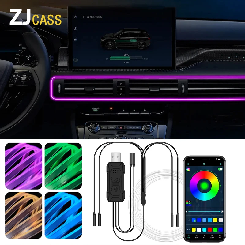 

Светодиодный атмосферный светильник для салона автомобиля 3/4/5/6/7/8 метров USB Невидимый Неоновый RGB Светильник для украшения зазора ПРИЛОЖЕНИЕ для управления музыкальным ритмом