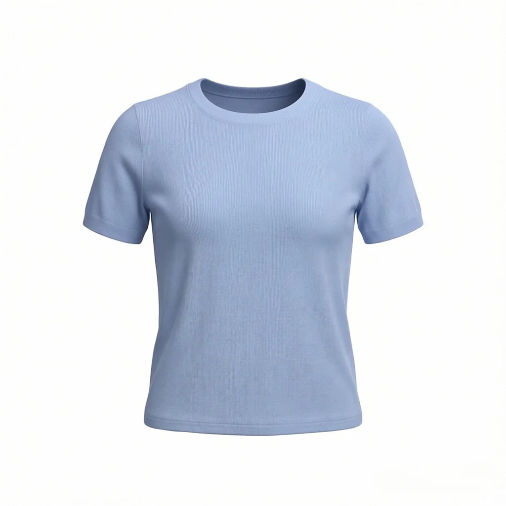 

2026 new women's French slim fit style soft touch round neck short sleeved versatile short knitted top