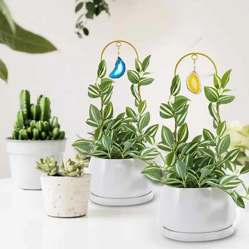 Indoor Plant Trellis Arched Shape Metal Trellises House Plant Climber With Agate For Garden Potted Flower Vines Monstera