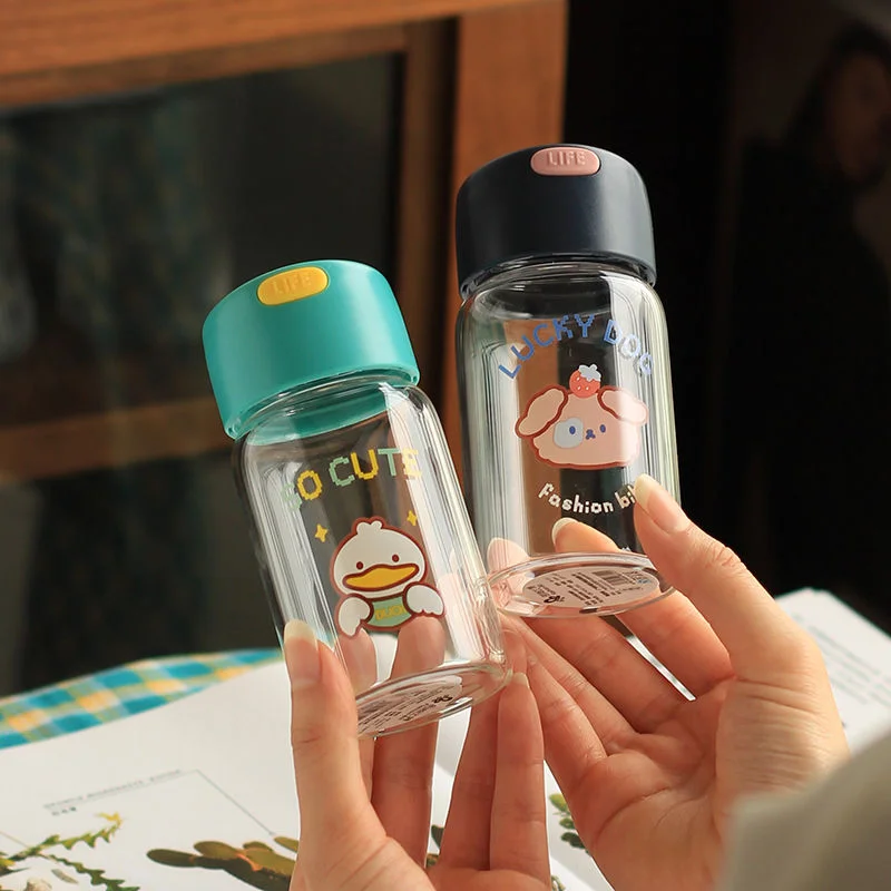 150/400 ML Mini Sports Water Bottle Small Mini Water Cup Cute Girl Student Glass Milk Cup Children