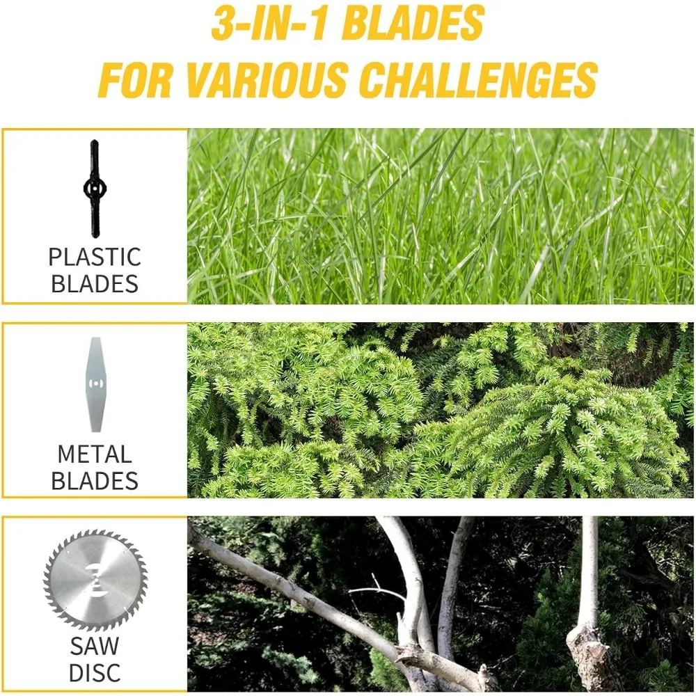 24V Cordless Electric Weed Wacker with 2 Batteries & Fast Charger, Lightweight 3-in-1 Trimmer for Garden Lawn