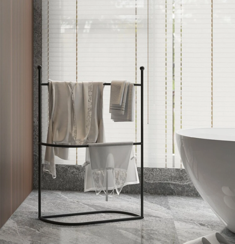 رف مناشف الحمام الفاخر غير اللكم رف المناشف الأرضية رف الحمام الصغير العمودي #1