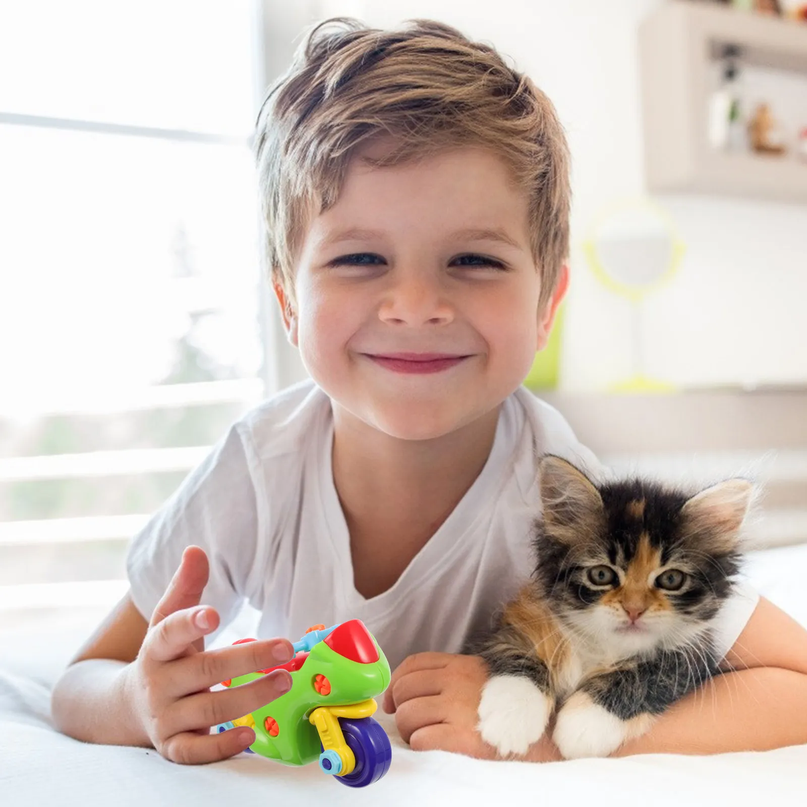 

Набор из 1 цветного пластикового конструктора-мотоцикла, разборный игровой набор, обучающий инструмент для раннего развития детей младшего возраста