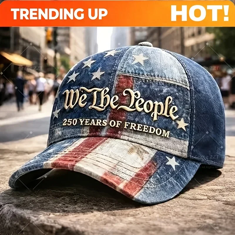 250th Anniversary Flag Cap - Adjustable Breathable Hat Suitable For 4th Of July, 3D Printed Design National Emblem,Custom Hat