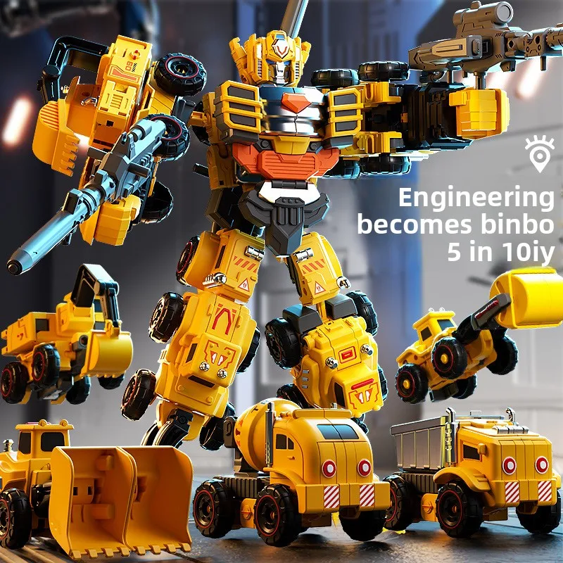 Multifunctional two-in-one cartoon toy car flip deformation reverse car construction car inertia car model boy