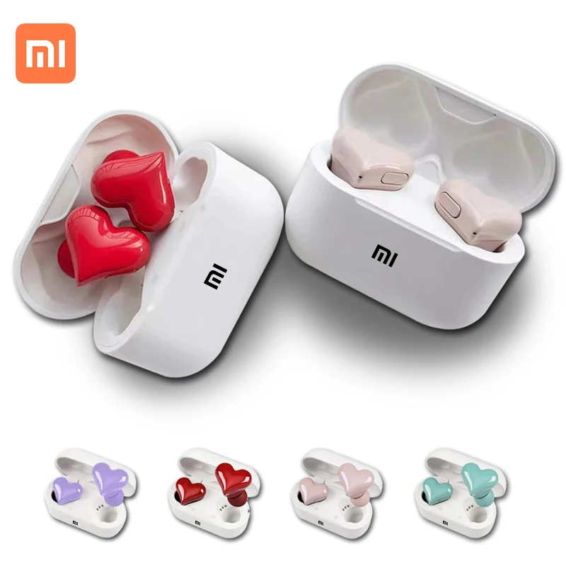 Xiaomi Heart Shape Wireless Earphones TWS Earbuds Bluetooth-compatible Headset Women Fashion Gaming Student Headphones Girl Gift