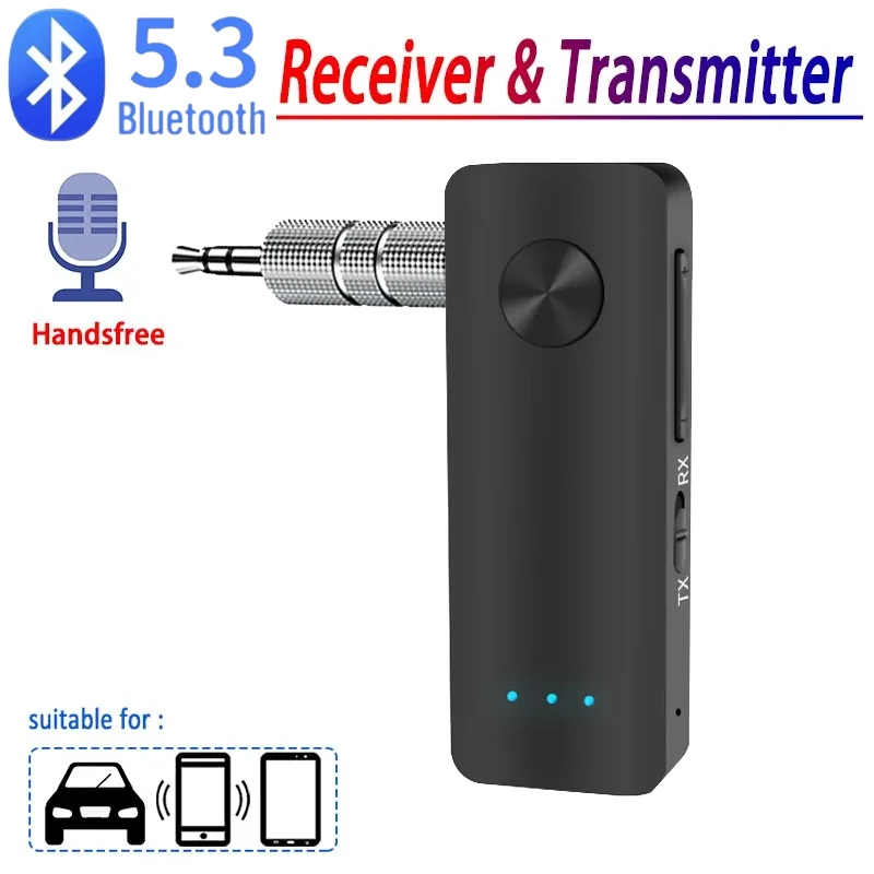 Bluetooth 5.3 Audio Receiver Transmitter Wireless Adapter 3.5mm Jack Aux  Adapter Speaker Audio Music Receiver for PC Laptop Car