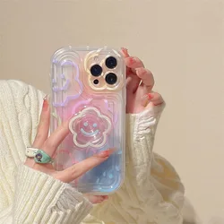 Smile Flower Clear TPU Case for Honor 90 X8 X9 X9B X7 X7B 50 20 70 X6 X6S X6A 9X Pro Magic 4 6 Lite Grip Holder Ring Cover