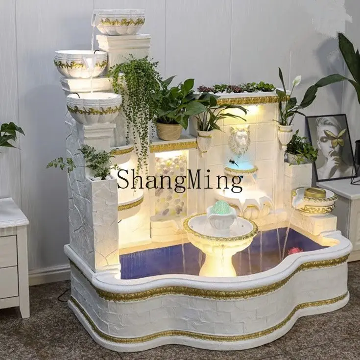 SM new running water fountain living room fish tank decoration indoor lucky balcony fish pond landscape ornament