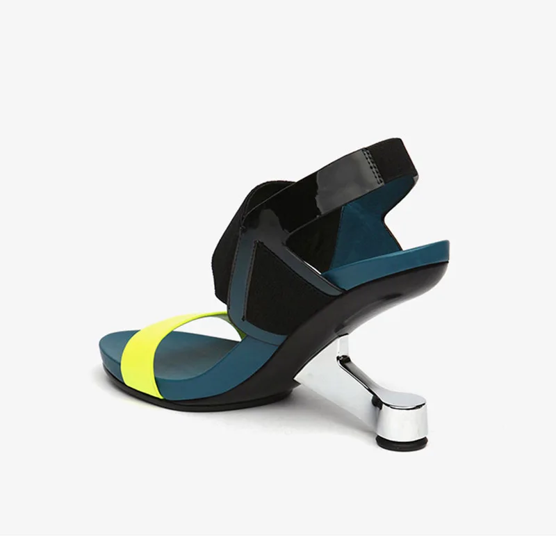 Pheontin Gladiator Sandals Women Metal High Heel Sandals Mixed Color Open Toe Summer Women Sandals drop shipping FT1948