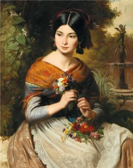 

A Girl with Flowers 500/1000/1200/2000 PCS Jigsaw Puzzles Family Activity Relaxing Games for Living Room Home Decor Gift