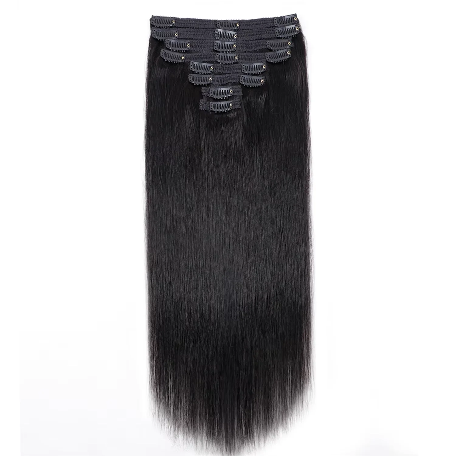 كليب في الشعر التمديد مستقيم شعر بشري حقيقي مشبك أسود طبيعي في 100% البرازيلي ريمي وصلة إطالة شعر طبيعي 8 قطعة مع 18 مقاطع #3