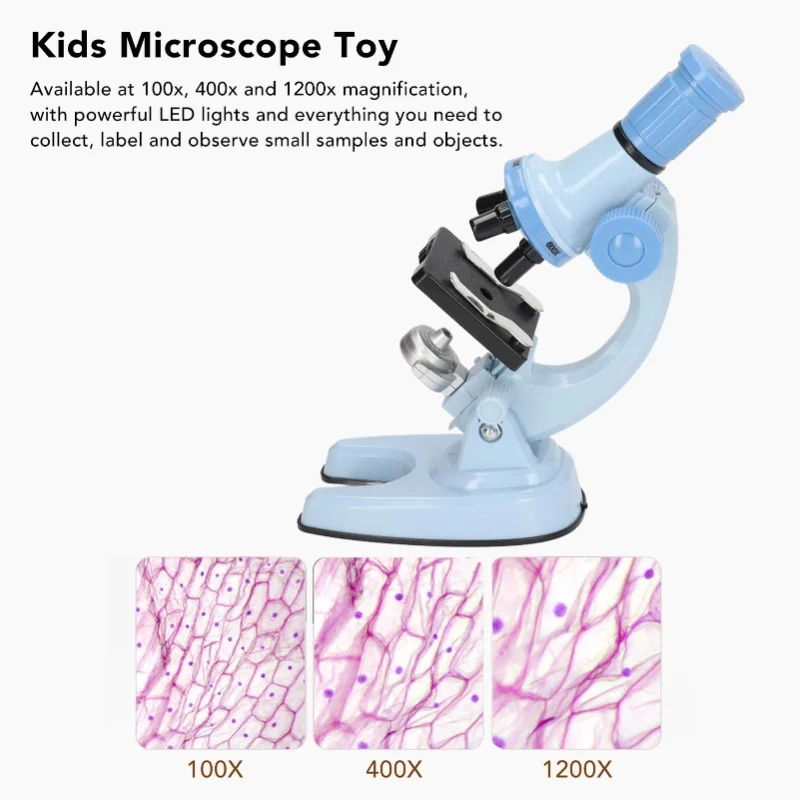 Brinquedo de microscópio educacional ferramenta de laboratório biológico brinquedo de microscópio para crianças azul