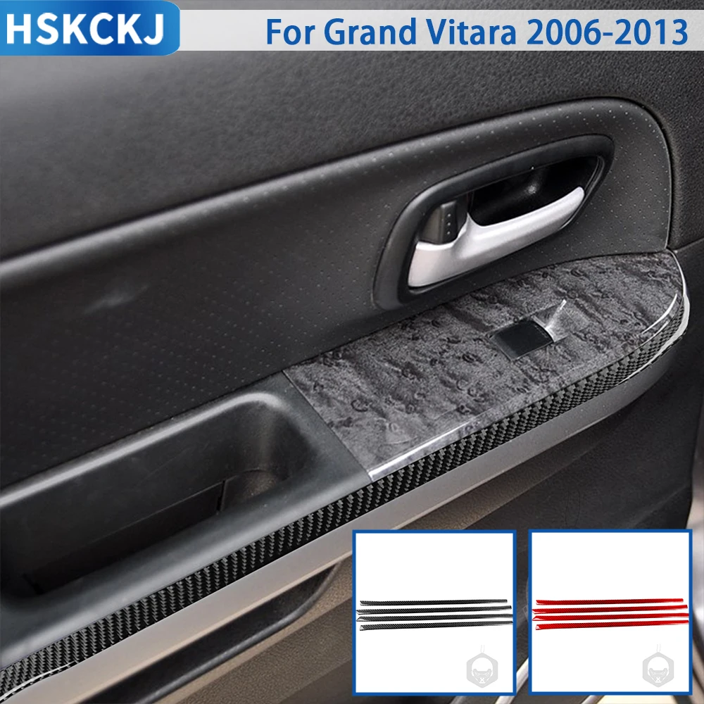 For Suzuki Grand Vitara 2006 2007 2008 2009 2010 2011 2012 2013 Accessories Carbon Fiber Door Trim Sticker Car Interior