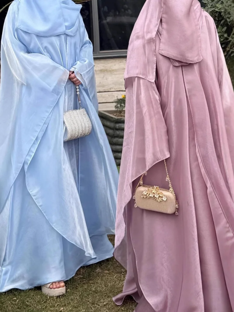 

Muslim Women Dubai Abaya Stain batwing sleeve Long Dress Kimono Cardigan Kaftan Modest Robe Femme Islam African Dresses Kebaya