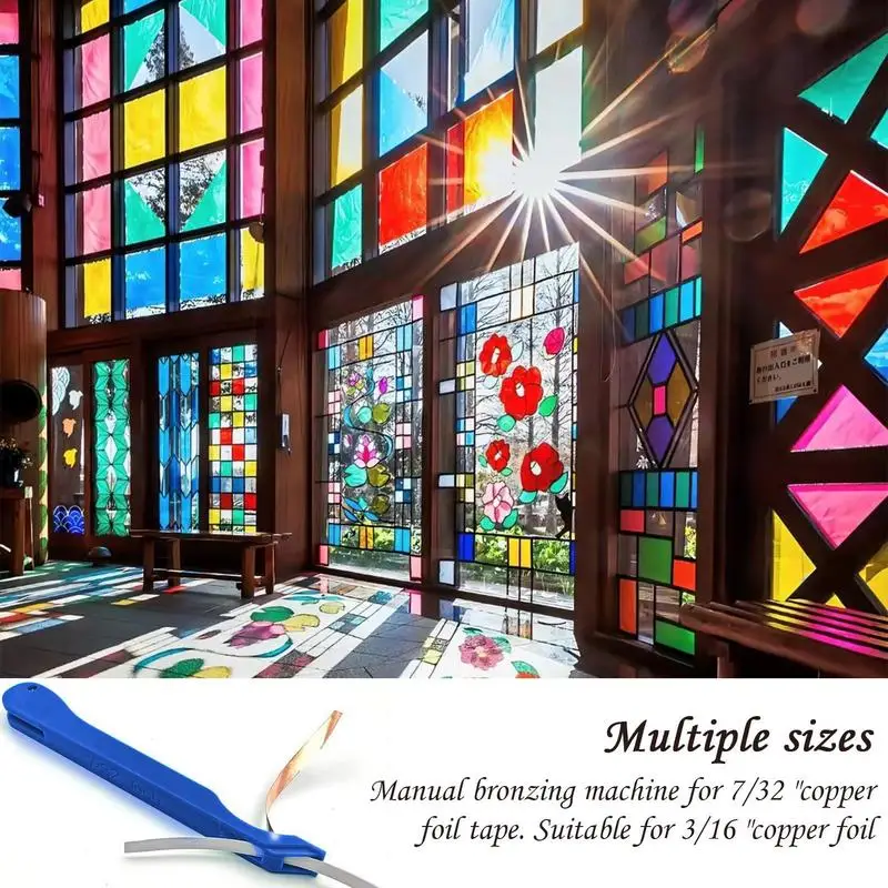 Stained Glass Hand Foiler Tool Copper Foil Hot Stamping Tool Colorful Glass Handmade Foil Tape Dispenser Reducing Manual Errors